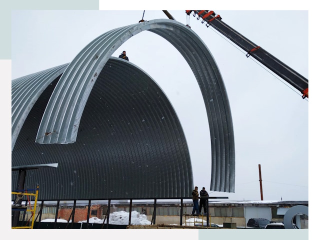 Полукруглые ангары в Кстове